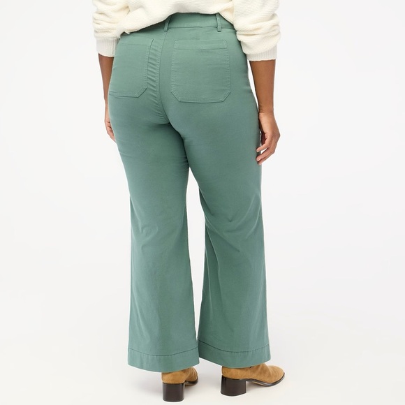 J. Crew Lizzie Linen Cotton High-rise Patch-pocket Wide Leg Pant Green Size 35 - Picture 4 of 15